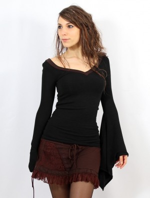 Toonzshop Eo-kimö Flared Sleeve Sweater Trui Dames Zwart Bruin | 946813-DFX