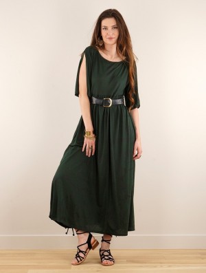 Toonzshop Eorynn Africa Printed Oversized Long Dress Jurk Dames Forest | 758694-XEW