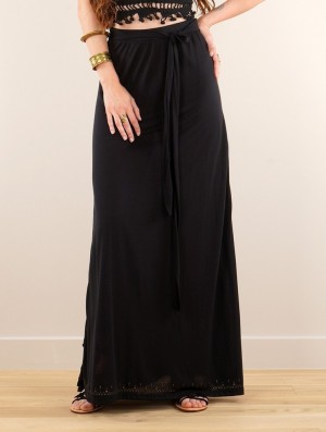 Toonzshop Eressea Anazraa Printed Long Skirt Rok Dames Zwart | 320491-OES