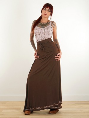 Toonzshop Eressea Anazraa Printed Long Skirt Rok Dames Bruin | 103856-OMS