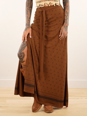 Toonzshop Eressea Umbas Printed Long Skirt Rok Dames Goldenbrown | 503796-RPD