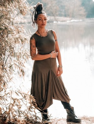 Toonzshop Ezra Sleeveless Long Dress Jurk Dames Groen | 253081-ZND