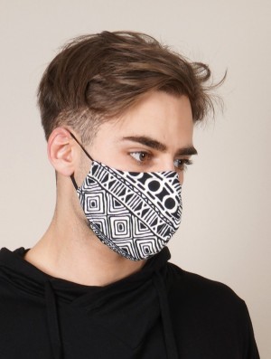 Toonzshop Face Mask With Ethnic Prints Mask & Facewear Dames Zwart Wit | 725619-AKH