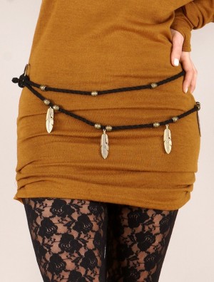 Toonzshop Feathers Belt Riemen Dames Zwart | 139204-FSW