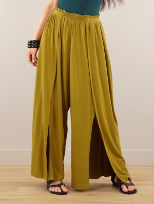 Toonzshop Félise Split Loose Pants Broek Dames Goldengreen | 079138-PCH