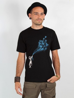 Toonzshop Flying Medusa Printed Short Sleeve T-shirt T-Shirt Heren Zwart | 739062-OKF