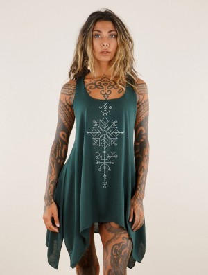 Toonzshop Freyja Printed Knotted Sleeveless Tunic Topjes Dames Zilver | 950124-EUG