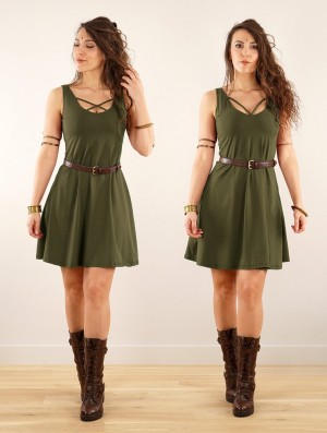 Toonzshop Full Moon Reversible Dress Jurk Dames Groen | 537092-AVG