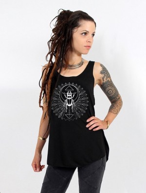 Toonzshop Geometric Scarab Printed Tank Top Tanktop Dames Zwart Zilver | 096783-RSG