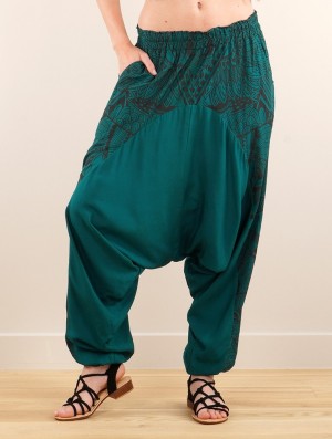 Toonzshop Ginie Africa Printed Light Harem Pants Broek Dames Zwart | 598134-FOS