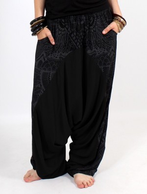 Toonzshop Ginie Africa Printed Light Harem Pants Broek Dames Zwart Grijs | 278496-LUB