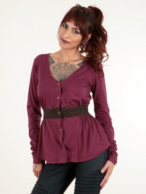 Toonzshop Heldaria Long Sleeve Peplum Top Topjes Dames Wine | 367514-BYK