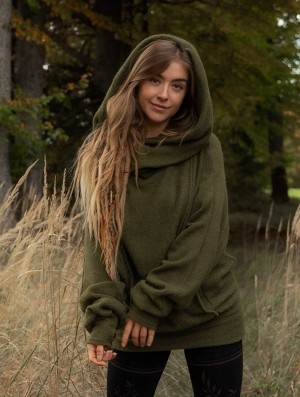 Toonzshop Helixx Retractable Hooded Long Sweater Trui Dames Groen | 856329-QTB