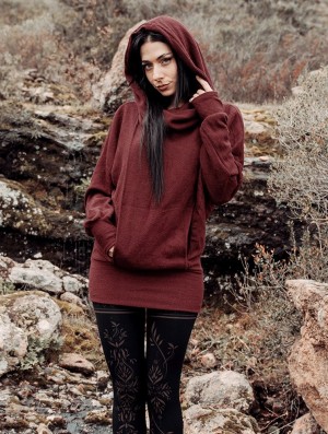 Toonzshop Helixx Retractable Hooded Long Sweater Trui Dames Wine | 480216-IXP