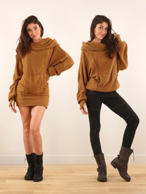 Toonzshop Helixx Retractable Hooded Long Sweater Trui Dames Rusty | 720389-DPX
