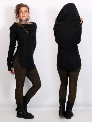 Toonzshop Hookäa Long Sleeve Top Topjes Dames Zwart | 210498-ZVP