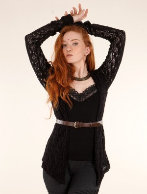 Toonzshop Idrïss Crochet Cardigan Cardigan Dames Zwart | 754213-ISV