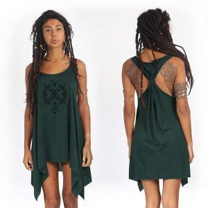 Toonzshop Ilanga Printed Knotted Sleeveless Tunic Topjes Dames Zwart | 041758-VMO