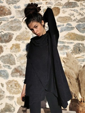 Toonzshop Inika Poncho Pullover Pullover Dames Zwart | 572360-LEZ
