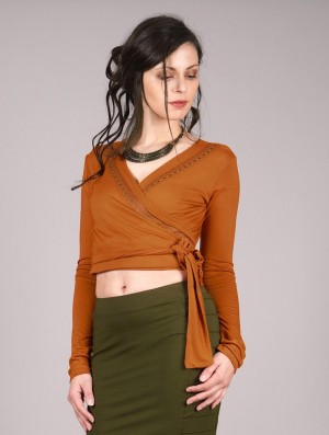 Toonzshop Irwaen Indie Long Sleeved Crop Top Topjes Dames Rusty | 529147-PDL
