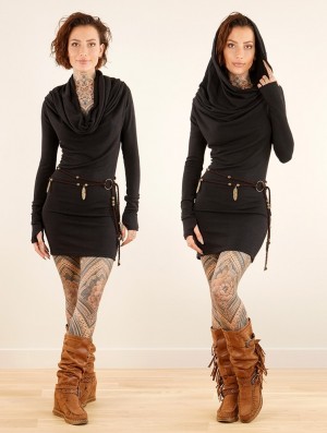 Toonzshop Kali Cowl Neck Sweater Dress Jurk Dames Zwart | 473285-PDF