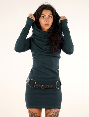 Toonzshop Kali Cowl Neck Sweater Dress Jurk Dames Teal | 512894-HEA