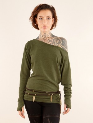 Toonzshop Kayäaz Batwing Sleeve Sweater Trui Dames Groen | 013568-JCE