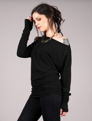 Toonzshop Kayäaz Batwing Sleeve Sweater Trui Dames Zwart | 785109-NYV