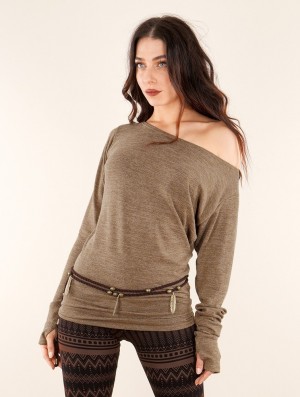Toonzshop Kayäaz Batwing Sleeve Sweater Trui Dames Beige | 612390-NGW