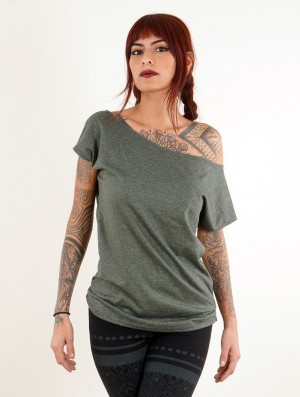 Toonzshop Kayäazü Boat Neck Loose T-shirt T-Shirt Dames Groen | 078263-TGO