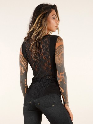 Toonzshop Kayona Cowl Neck Top With Lace Back Topjes Dames Zwart | 290634-LJD