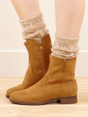 Toonzshop Keertana Flat Ankle Boots Laarzen Dames Bruin | 158346-FAT