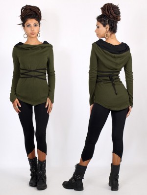 Toonzshop Käliskä Pullover Pullover Dames Groen Zwart | 184259-HJB