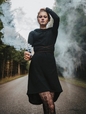 Toonzshop Käliskä Sweater Dress Jurk Dames Zwart Bruin | 704592-JHS