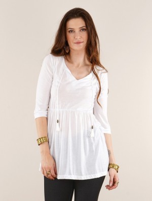 Toonzshop Kwindi 3/4 Sleeve Tunic Topjes Dames Wit | 241708-DRH