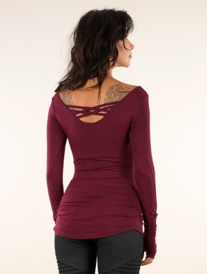Toonzshop Layläa Long Sleeve Reversible Top Topjes Dames Wine | 053627-TOR