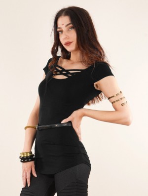 Toonzshop Layläa Short Sleeve Reversible Top Topjes Dames Zwart | 756394-MJD
