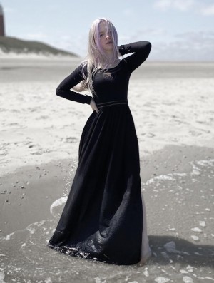 Toonzshop Lotus Artanis Long Sleeve Long Dress Dress Jurk Dames Zwart | 237918-XUK