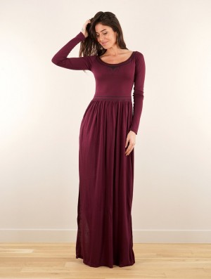 Toonzshop Lotus Artanis Long Sleeve Long Dress Dress Jurk Dames Wine | 214839-EPW