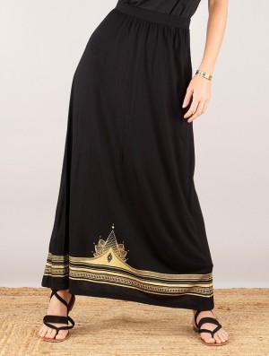 Toonzshop Lotus Elerinna High Waist Maxi Skirt Rok Dames Zwart | 913546-ISY