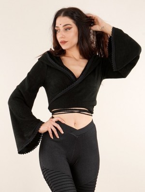 Toonzshop Luna Moth Wrap-over Pullover Bolero Pullover Dames Zwart | 512839-UNK
