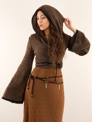 Toonzshop Luna Moth Wrap-over Pullover Bolero Pullover Dames Bruin | 081952-NYK