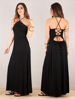 Toonzshop Lüune Sleeveless Long Dress Jurk Dames Zwart | 517932-FZH