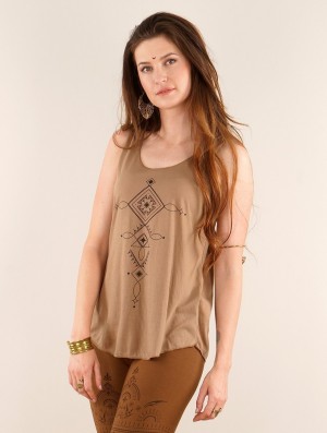 Toonzshop Luunja Printed Tank Top Tanktop Dames Bruin Zwart | 308741-NIK