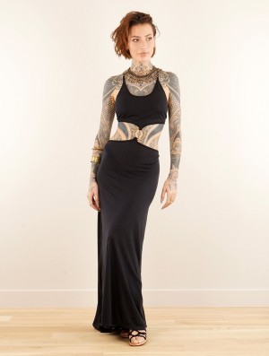 Toonzshop Luwak Bare Back Strappy Long Dress Jurk Dames Zwart | 397205-IHR