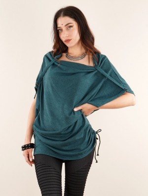 Toonzshop Mandlu Tunic Top Topjes Dames Tealblue | 069825-OCK