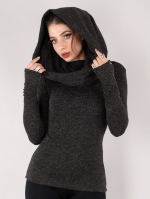 Toonzshop Mantra Big Collar Sweater Trui Dames Donkergrijs | 246980-MWV