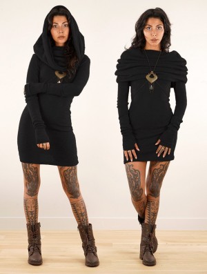 Toonzshop Mantra Sweater Dress Jurk Dames Zwart | 635907-HCQ