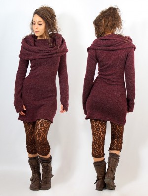 Toonzshop Mantra Sweater Dress Jurk Dames Mottled wine | 054627-MCG