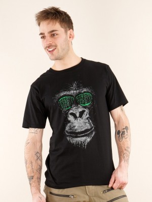 Toonzshop Matrix Gorilla Printed Short Sleeve T-shirt T-Shirt Heren Zwart | 876435-ISV
